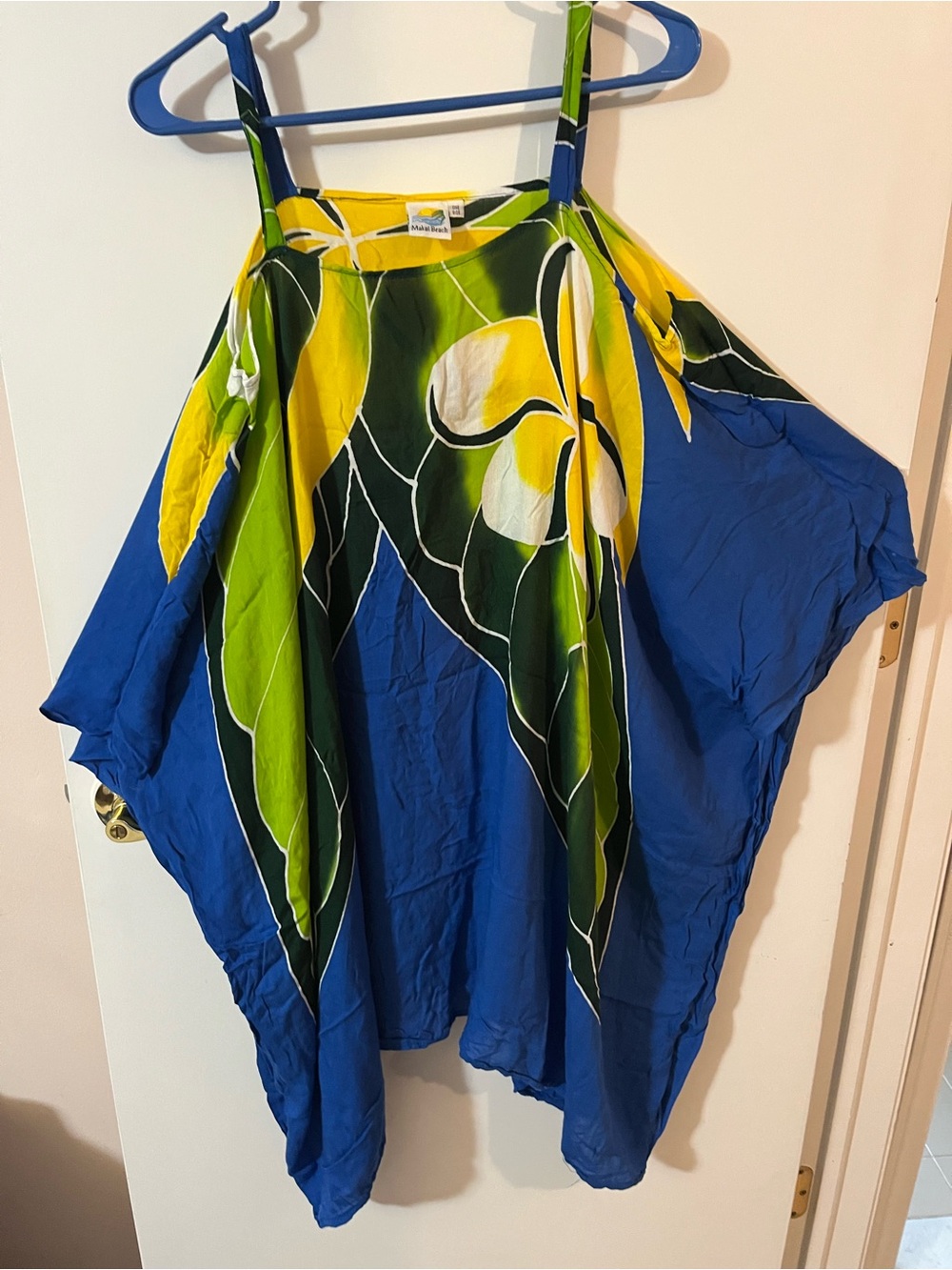 Makai Beach Tropical Blue Floral Cold-Shoulder Women's Top cover-up